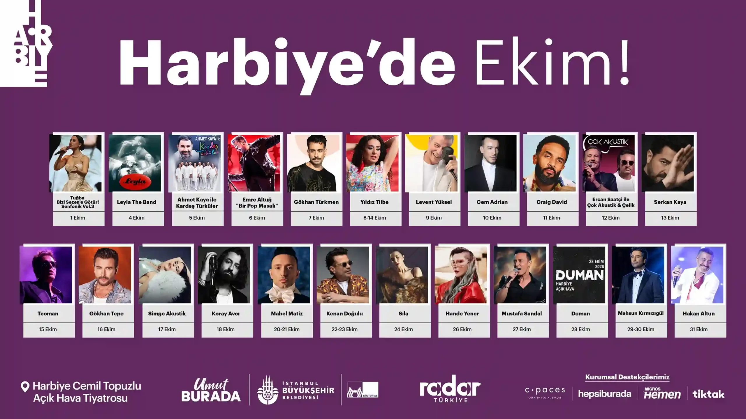 Harbiye Açık Hava’da Ekim Ayı Konser Programı Belli Oldu
